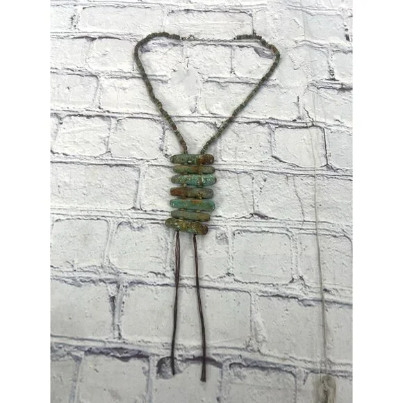 vtg Southwest Native American Royston Turquoise Sterling Statement Necklace 22'' - Picture 5 of 5